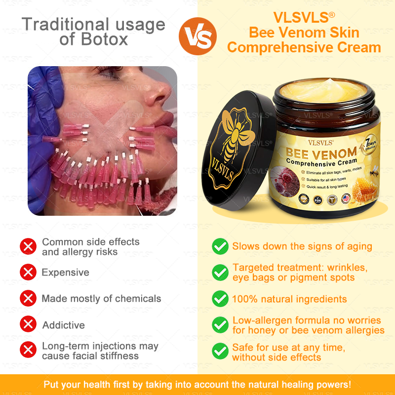 Made and Shipped from USA 🌟🌟VLSVLS® Bee Venom Comprehensive Cream LAST DAY 80% OFF(Sagging Skin, Fine Lines, Loss of Firmness, Flat Bust, Drooping Hips, and More)